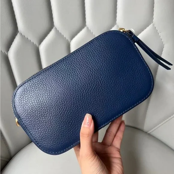 ⌚Tory Burch Deep Blue Crossbody Bag with Patterned Strap - Picture 5 of 7